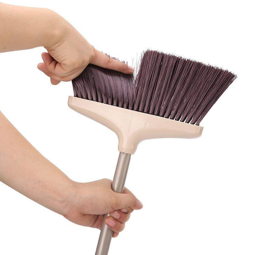 Foldable Broom and Dustpan Sweep Clean Set Dust Pan Broom Upright  w/ Lid Combo