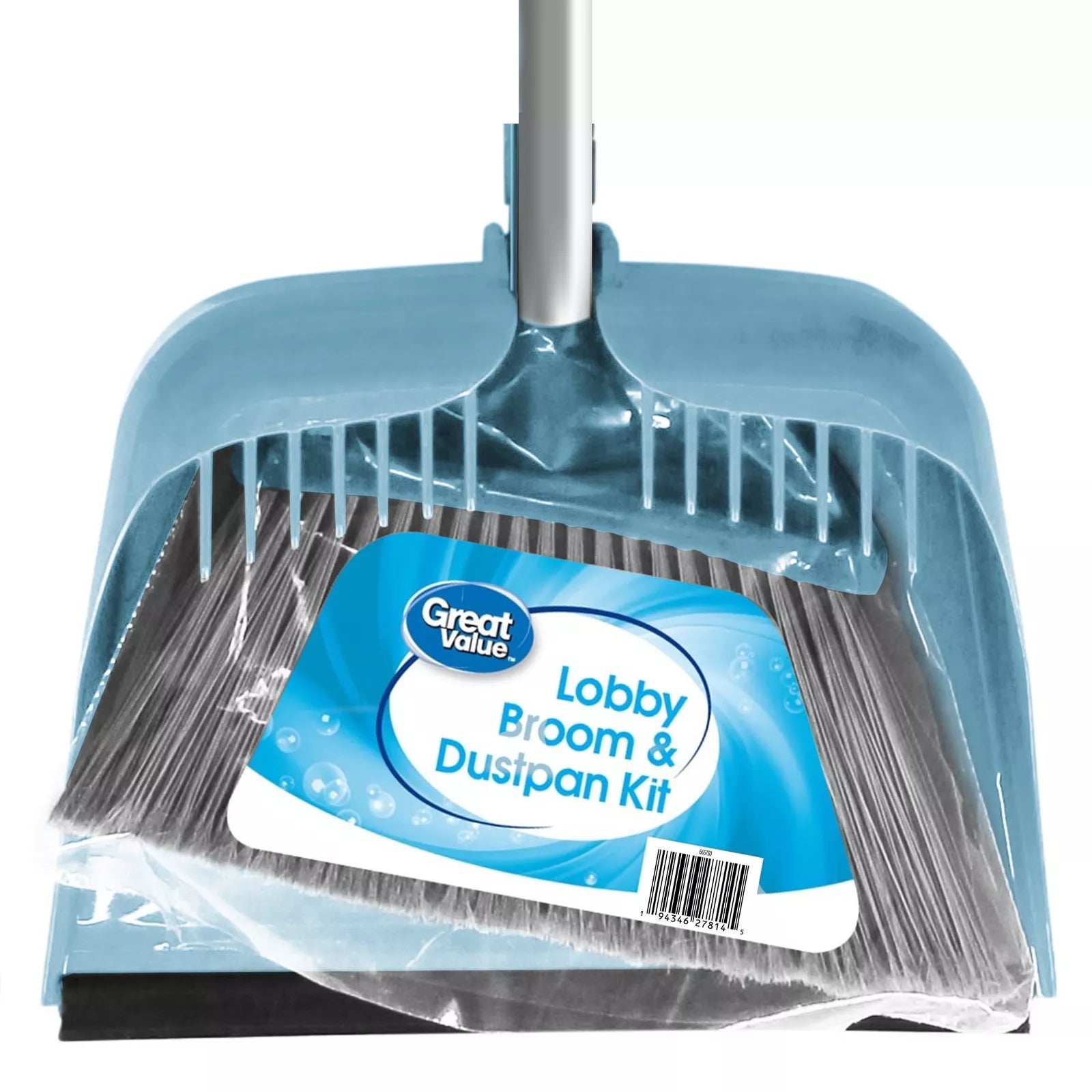 Lobby Broom and Dustpan Set, 2.75" x 11.81" x 41", Blue