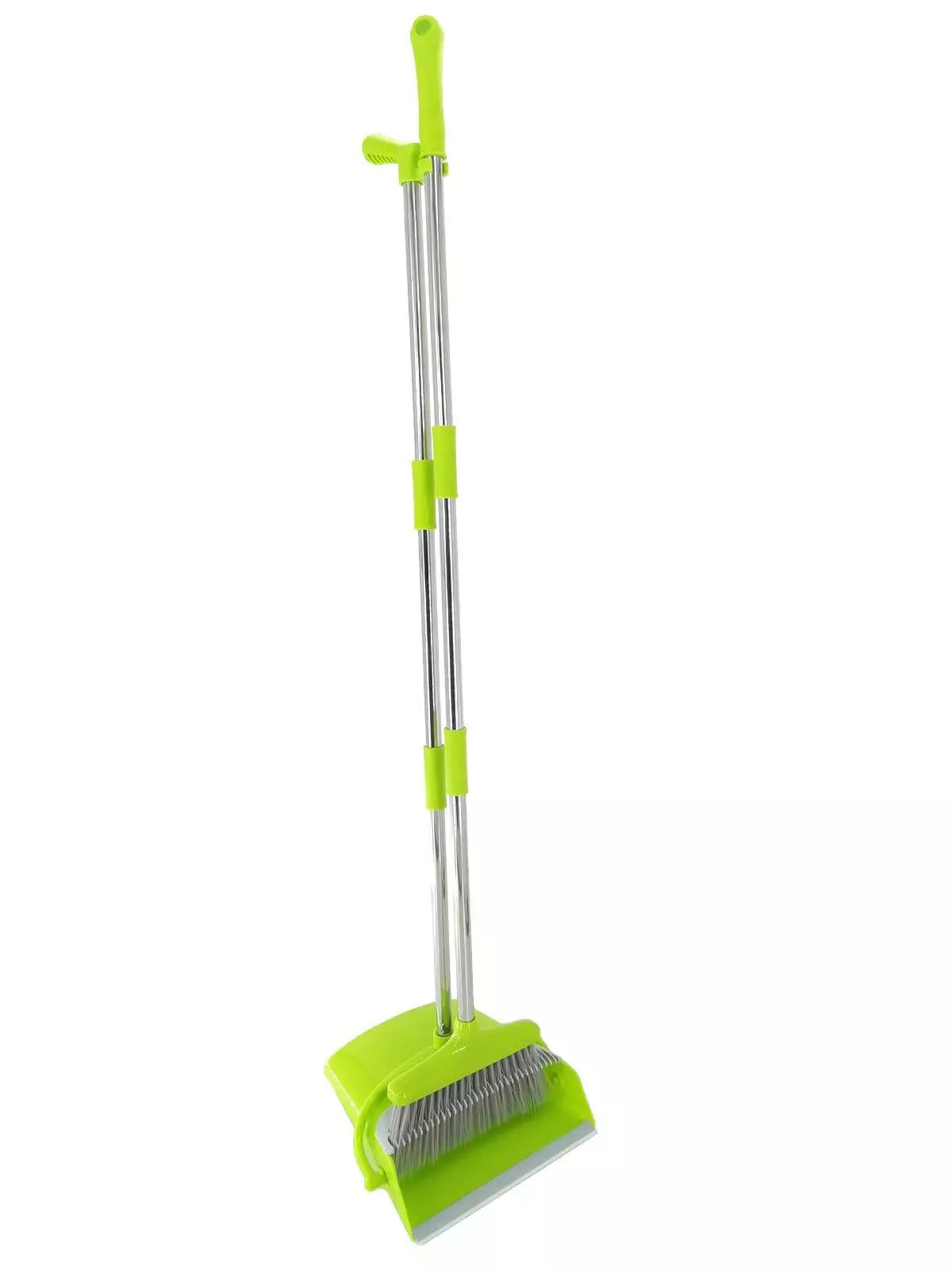 Extendable Long Handle Broom and Dustpan Set Stainless Lightweight Upright St...