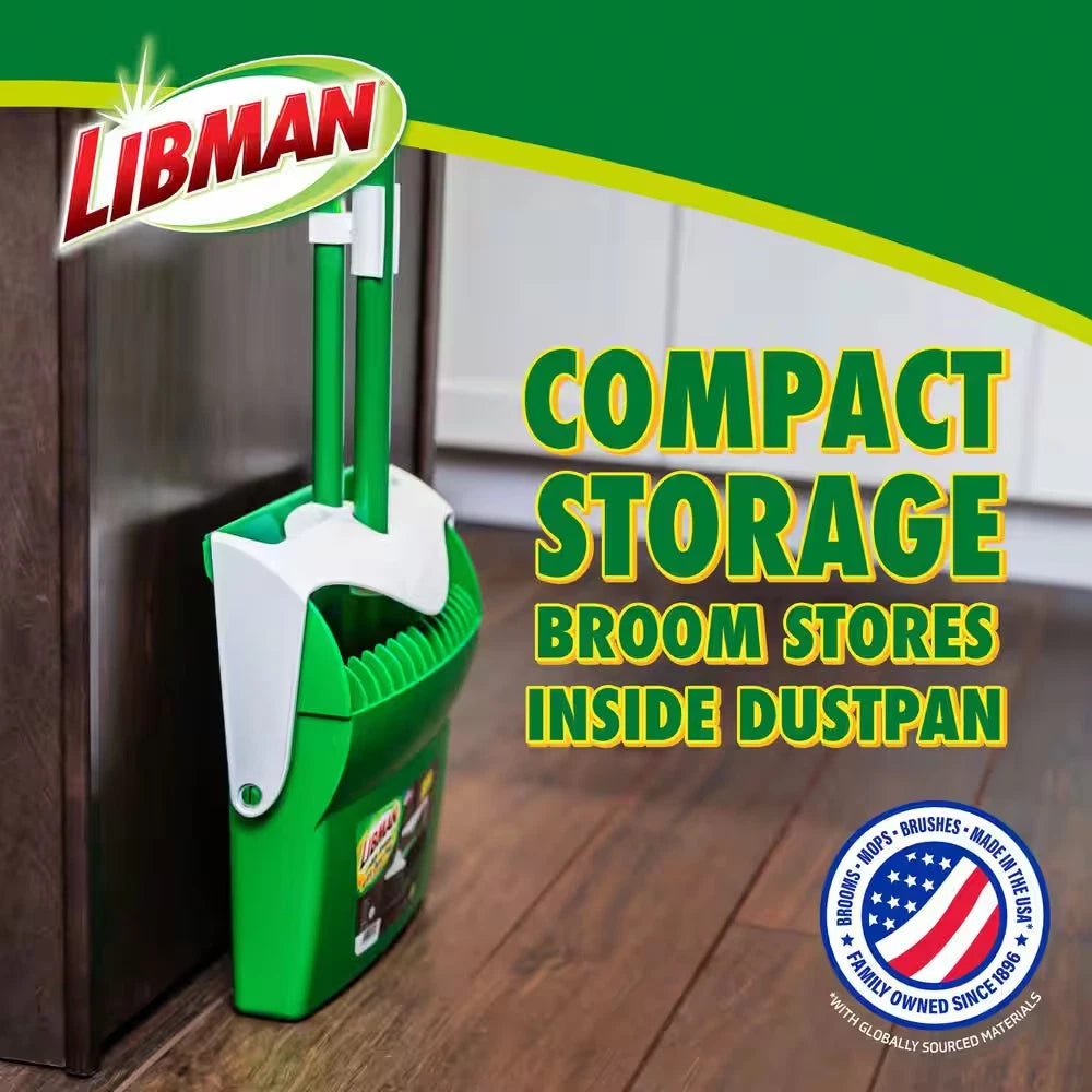 Libman Lobby Broom and Dustpan 1152 Hanger Tips on Handles for Easy Storage