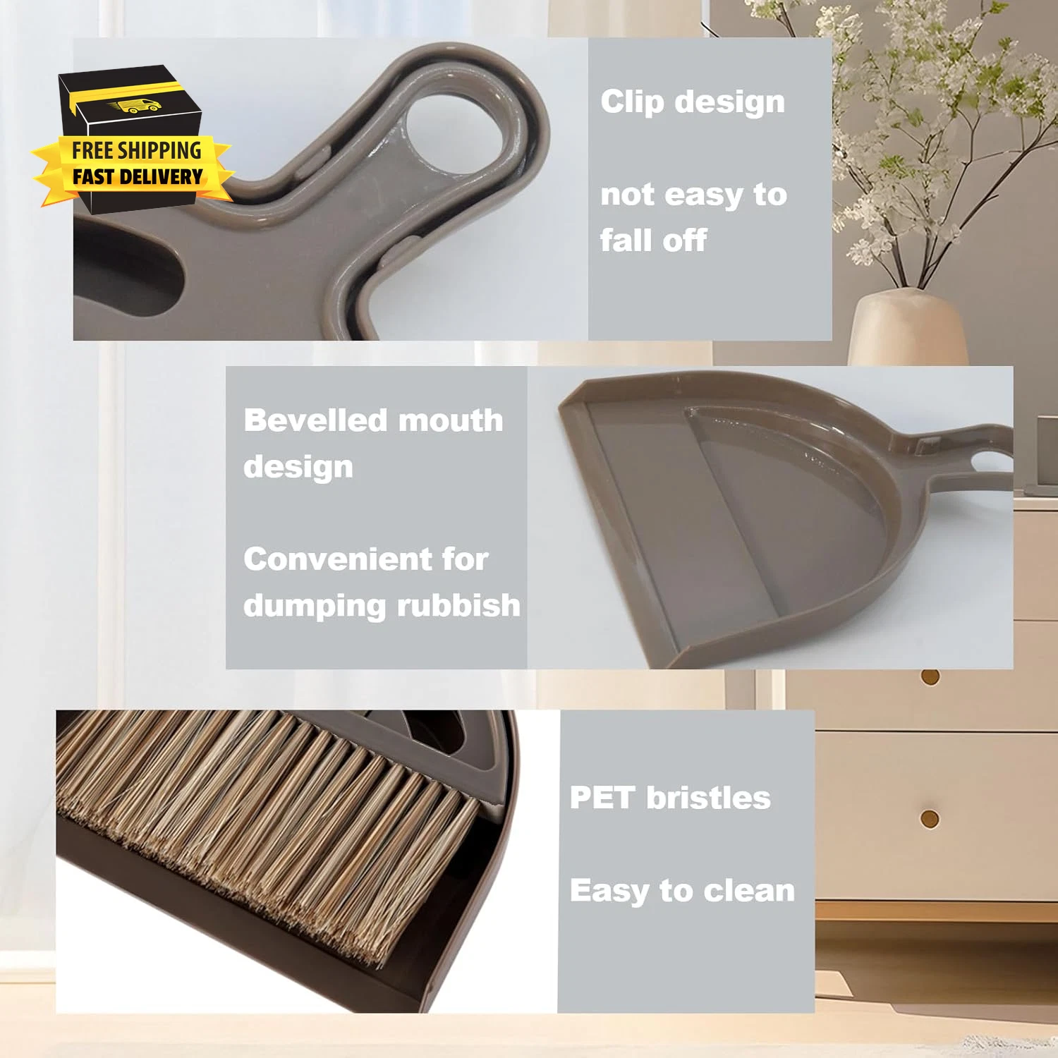 Mini Broom and Dustpan Set Hand Broom with Dustpan Portable Housekeeping Cleanin