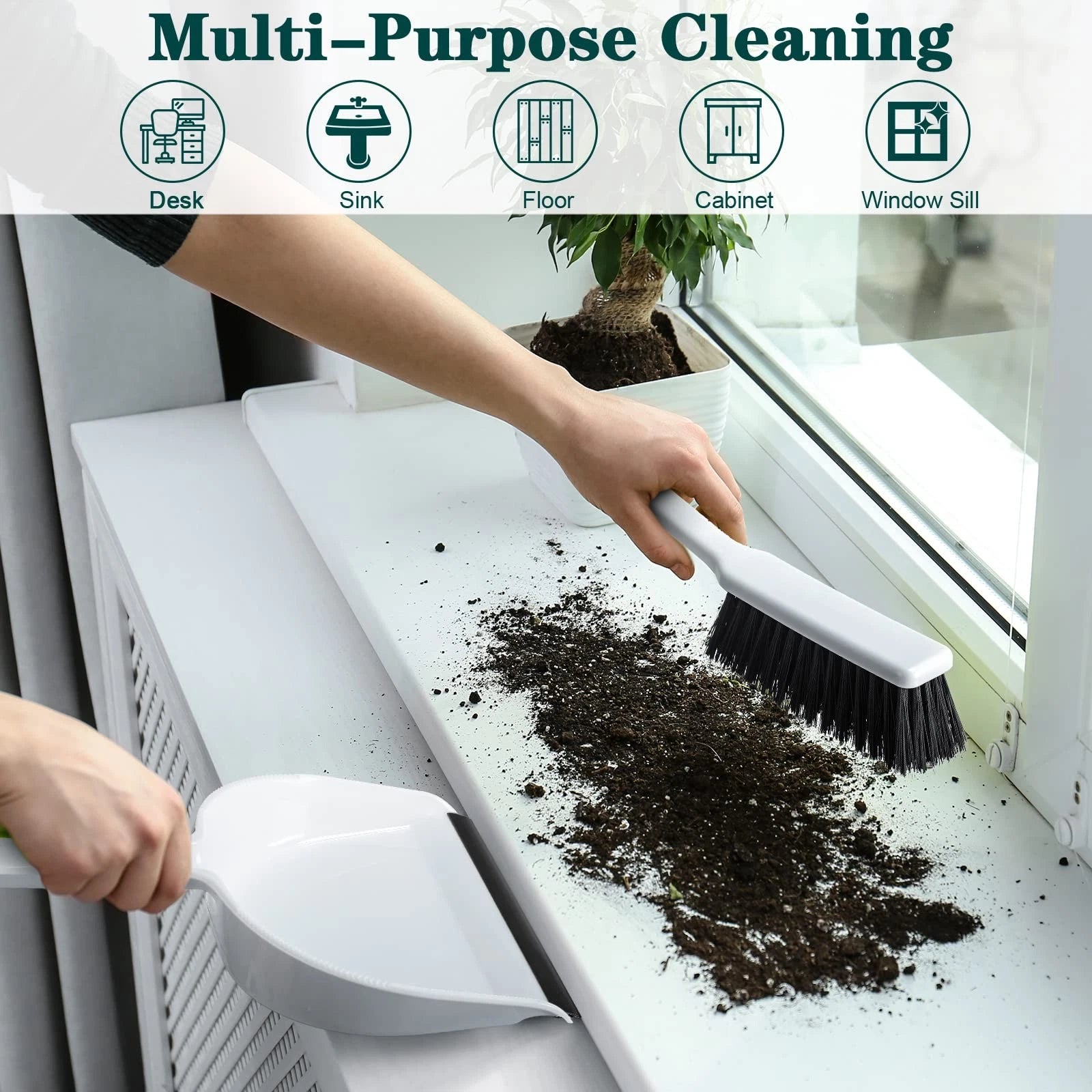 Zubebe 12 Pcs Mini Dustpan and Brush Set Small Broom Mainly White