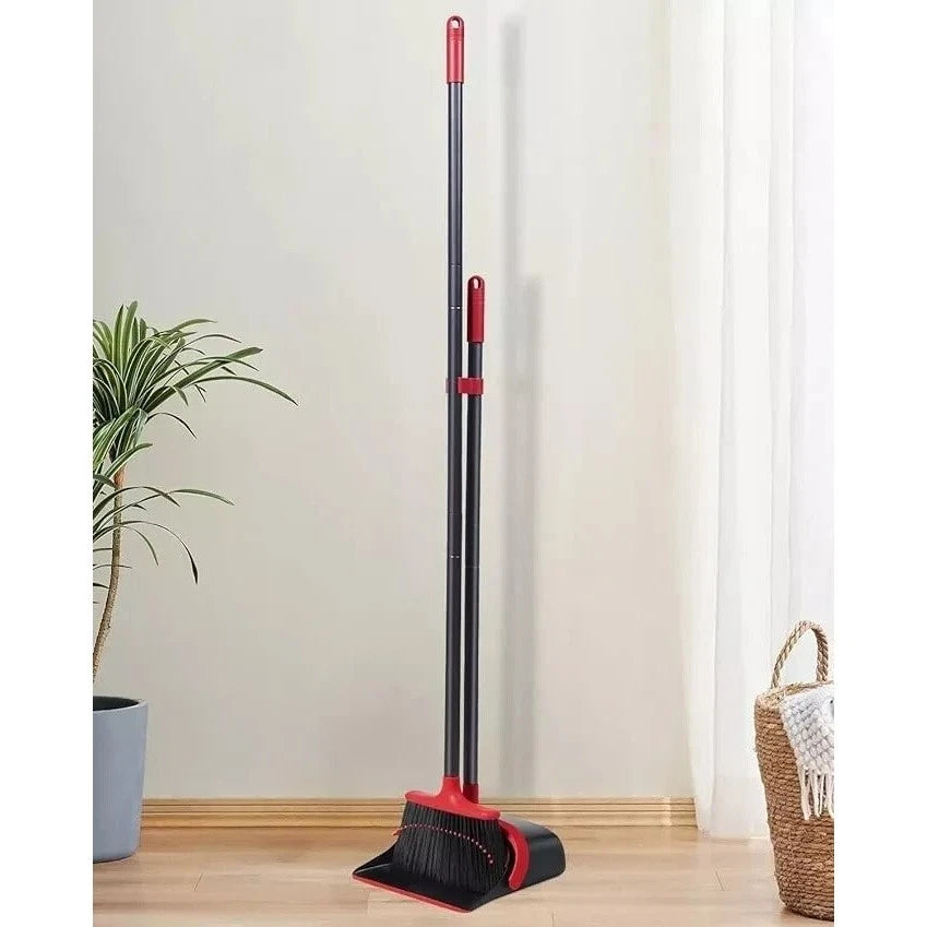Durable Broom and Dustpan Set with 52" Adjustable Long Handle