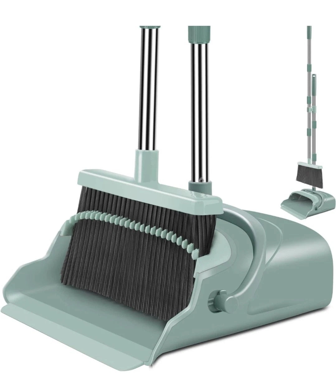 kelamayi Upgrade Broom and Dustpan Set, Large Size and with Long Handle,...