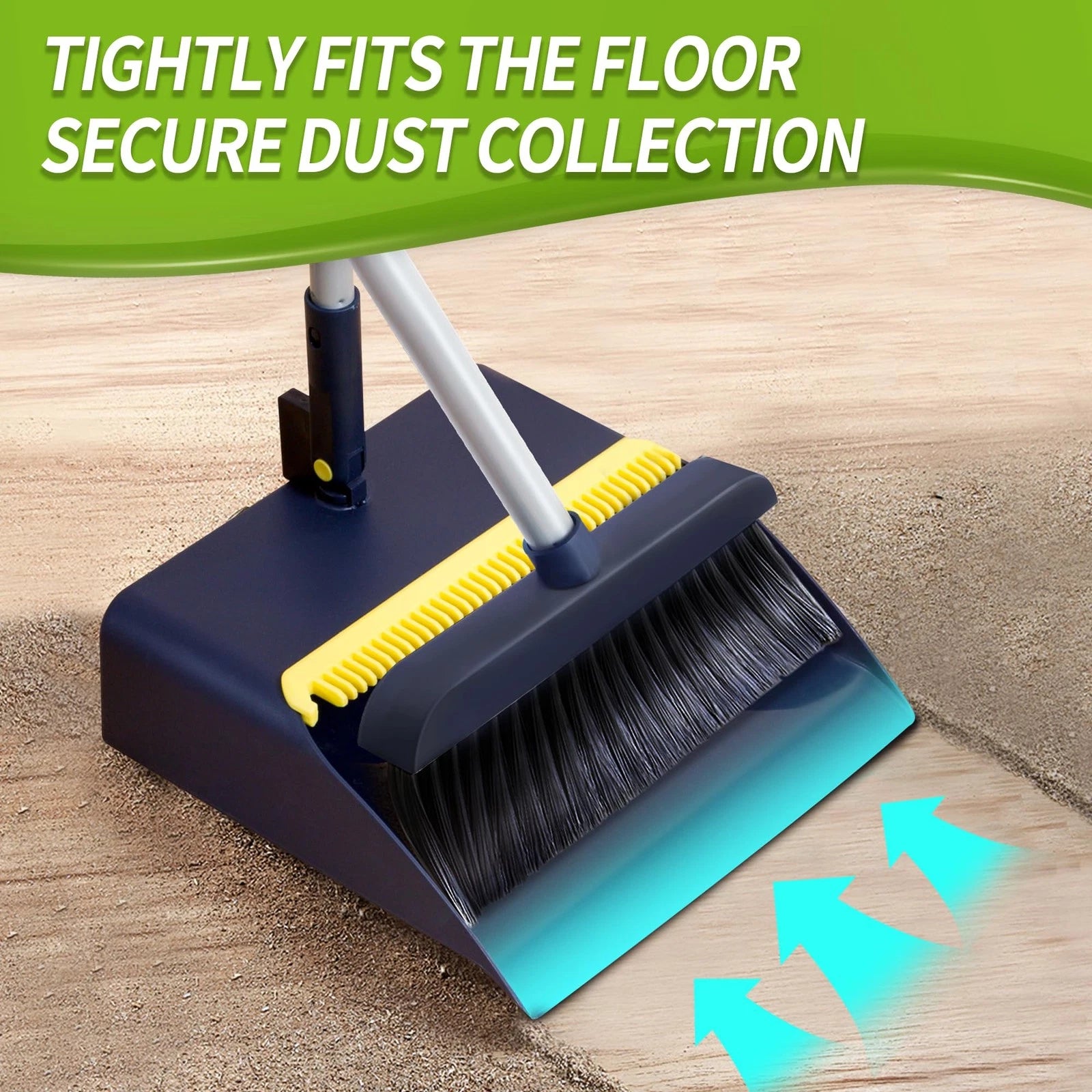 IVYROLL Broom and Dustpan Set, Long Handled Adjustable Dustpan and Brush with...