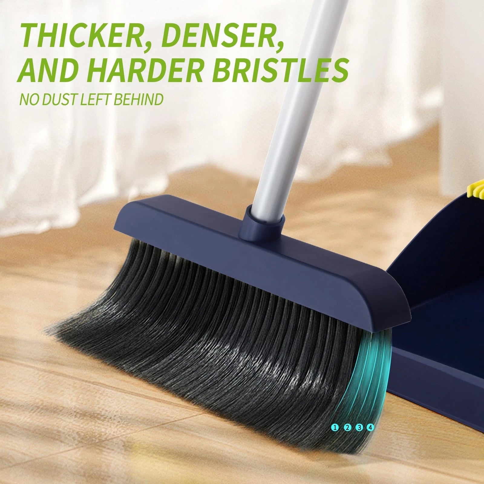 IVYROLL Broom and Dustpan Set, Long Handled Adjustable Dustpan and Brush with...