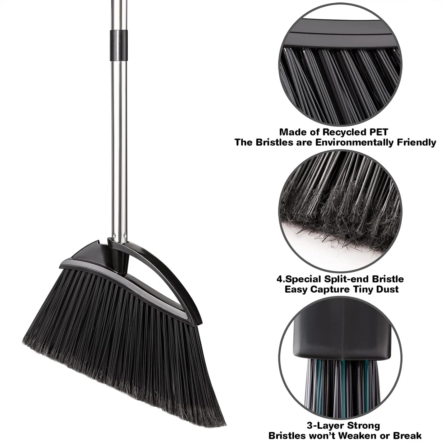 Long Handled^Dust Pan and Broom Set$for Home/Heavy Duty Metal Dustpans and Broom