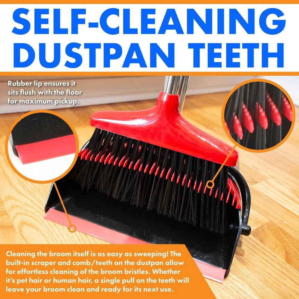 Hub City Industry Heavy Duty Broom and Dustpan Combo Set with Commercial Long...