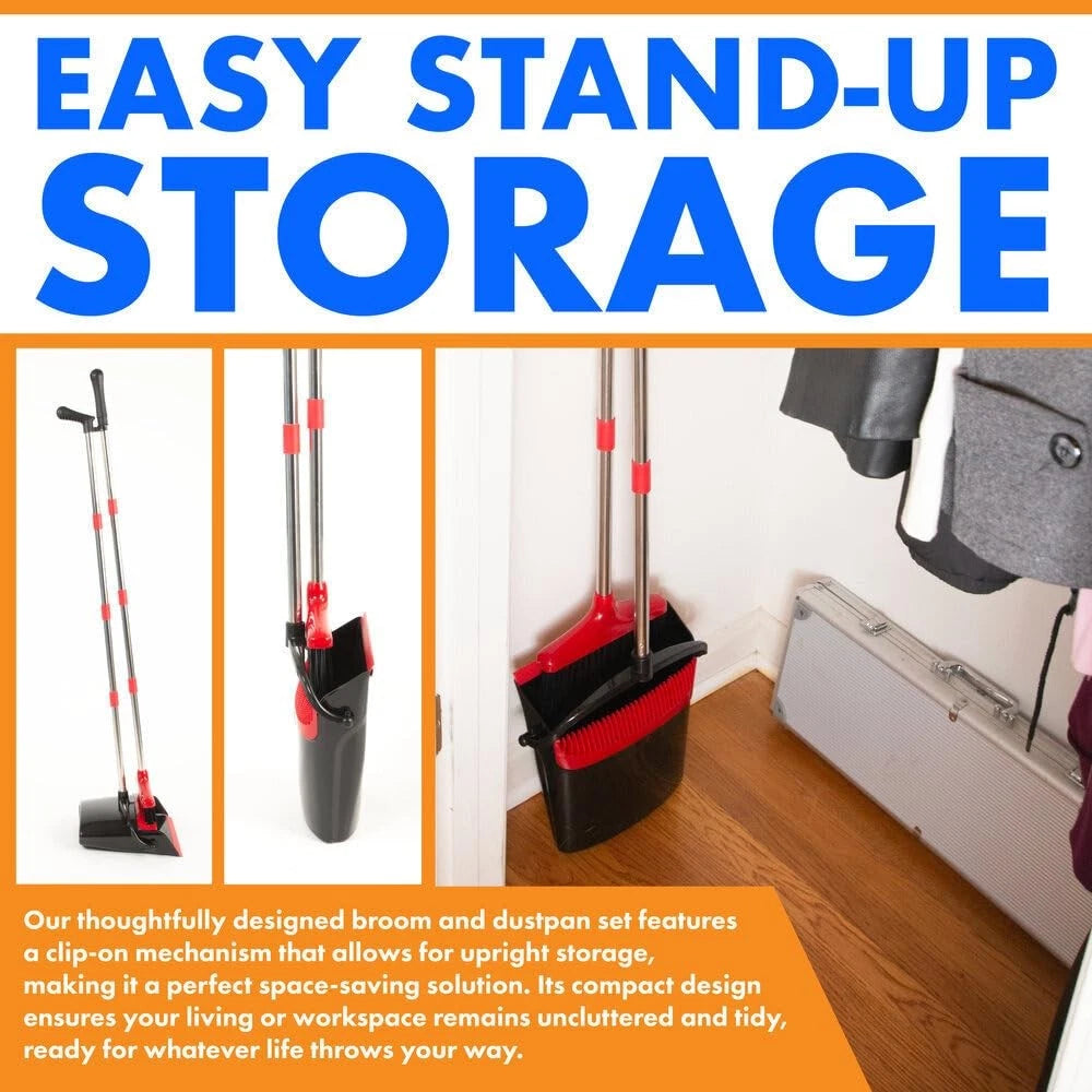 Hub City Industry Heavy Duty Broom and Dustpan Combo Set with Commercial Long...