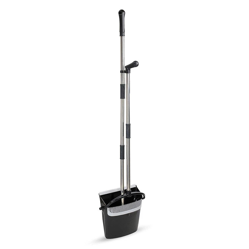 Foldable Broom and Dustpan Sweep Clean Set Dust Pan Broom Upright  w/ Lid Combo