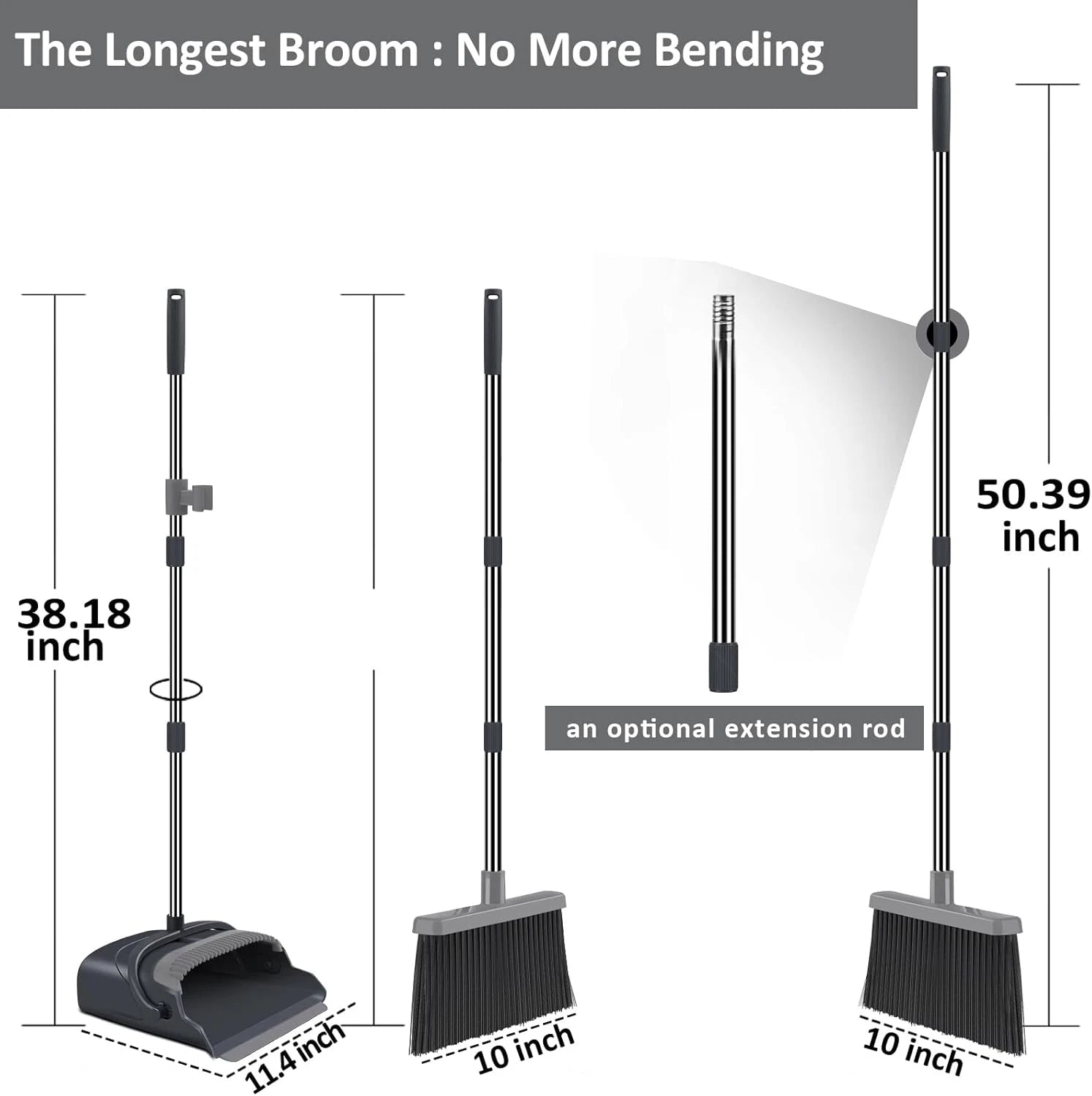 Kelamayi Broom and Dustpan Set for Home, Office, Indoor&Outdoor Sweeping, Stand