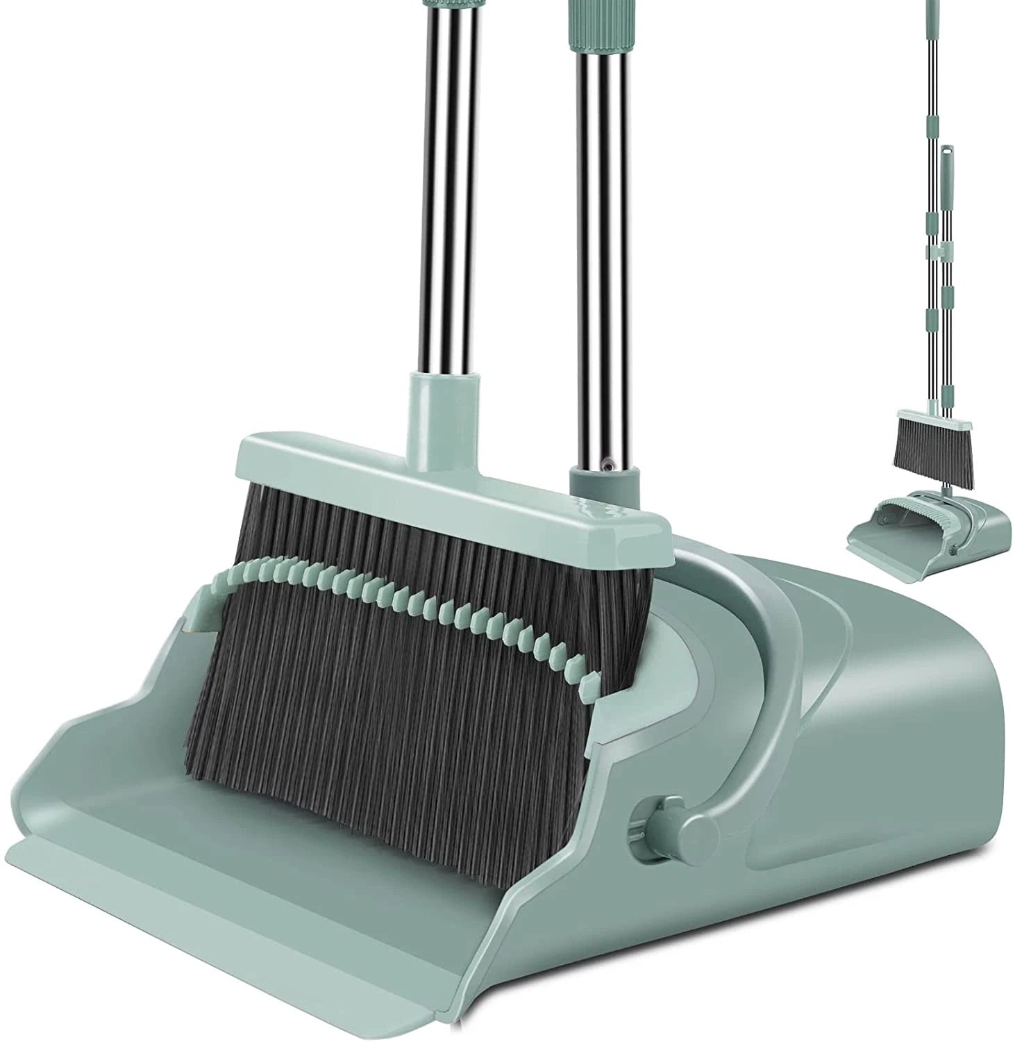Kelamayi Upgrade Broom and Dustpan Set, Large Size and with Long Handle, Upright