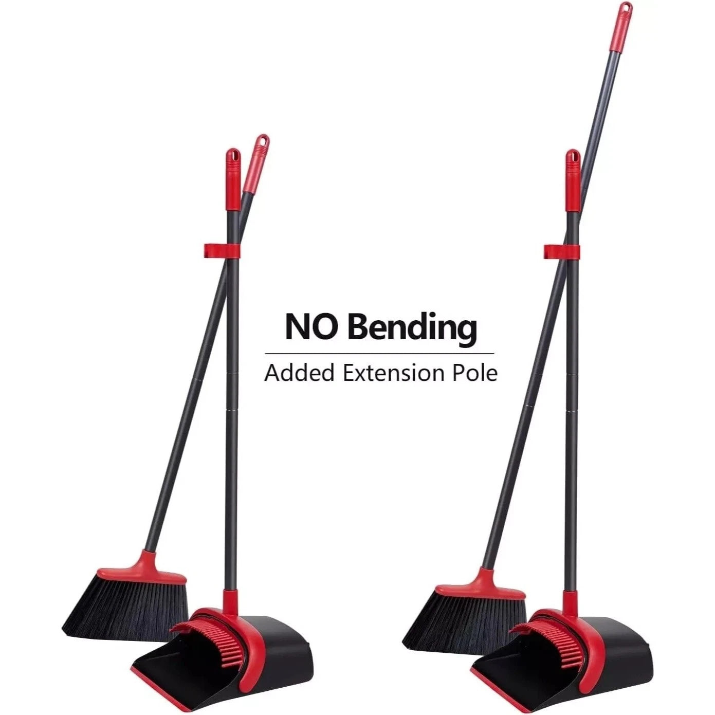 Durable Broom and Dustpan Set with 52" Adjustable Long Handle