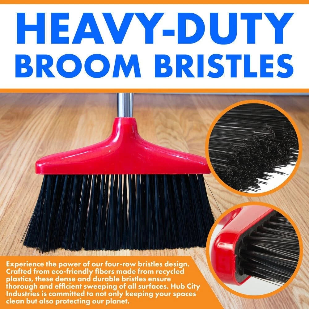 Hub City Industry Heavy Duty Broom and Dustpan Combo Set with Commercial Long...