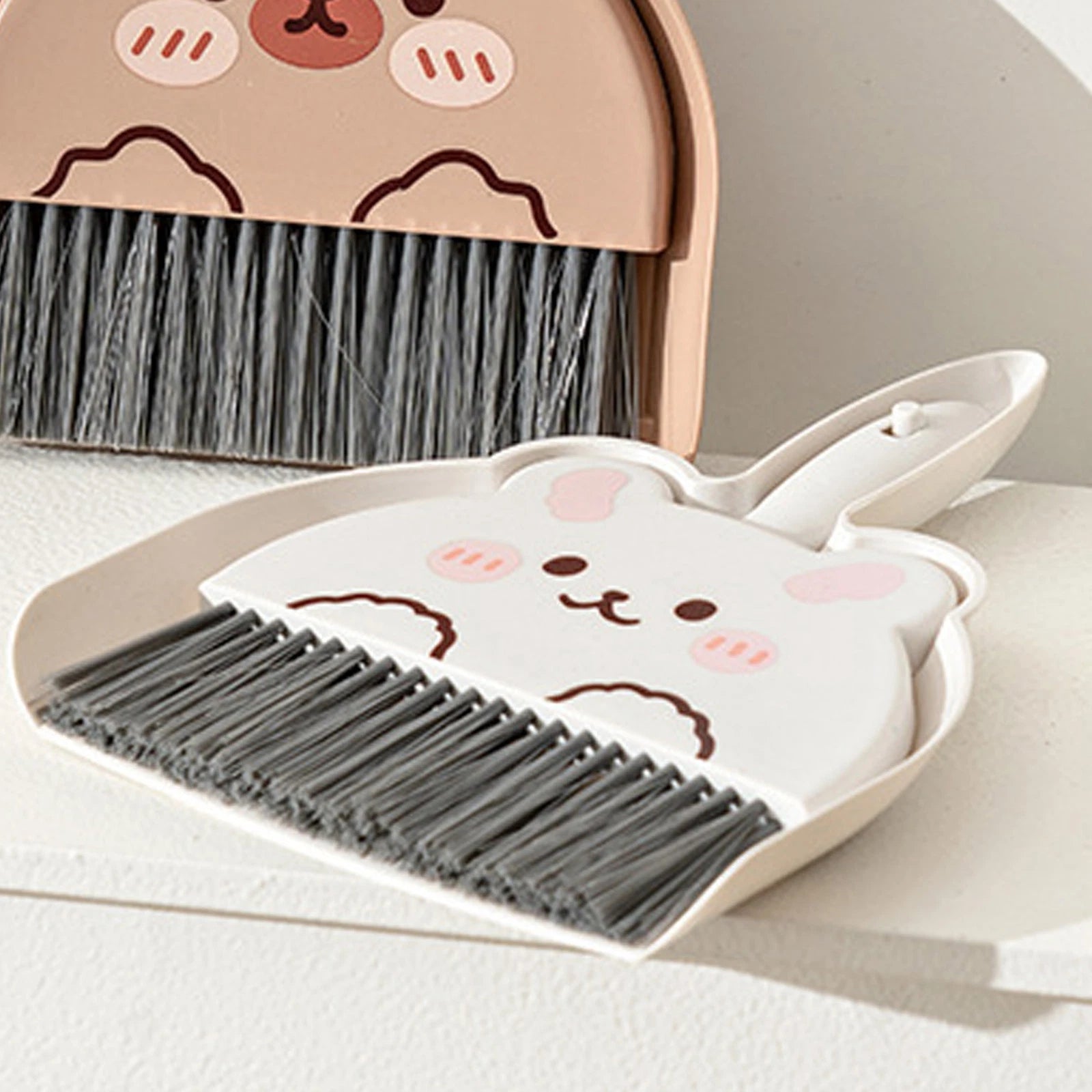 Dustpan and Brush Set Cartoon Mini Portable Cleaning Broom with Dust Pan