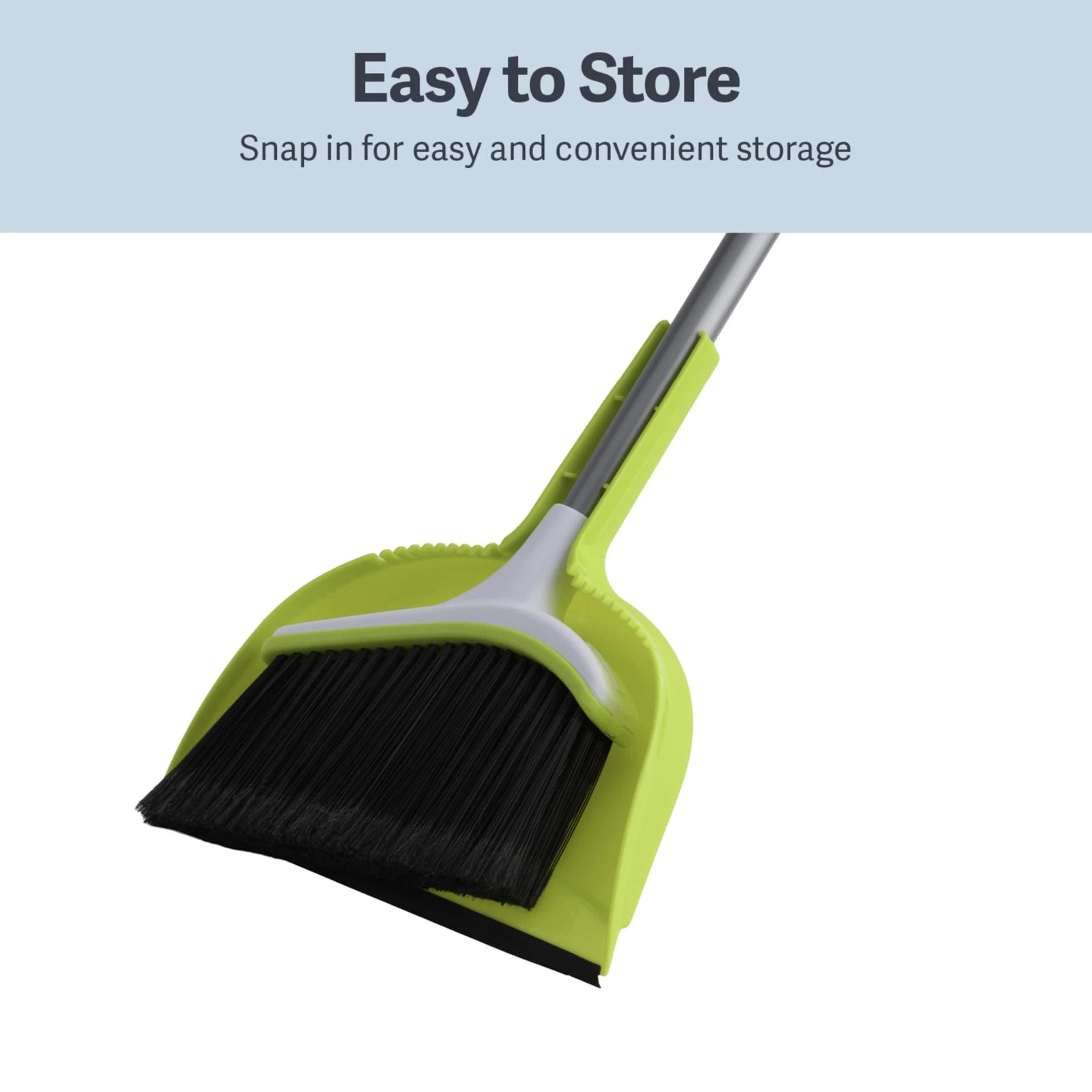 Casabella Basics Angled Set, Silver/Green, Broom with Dustpan