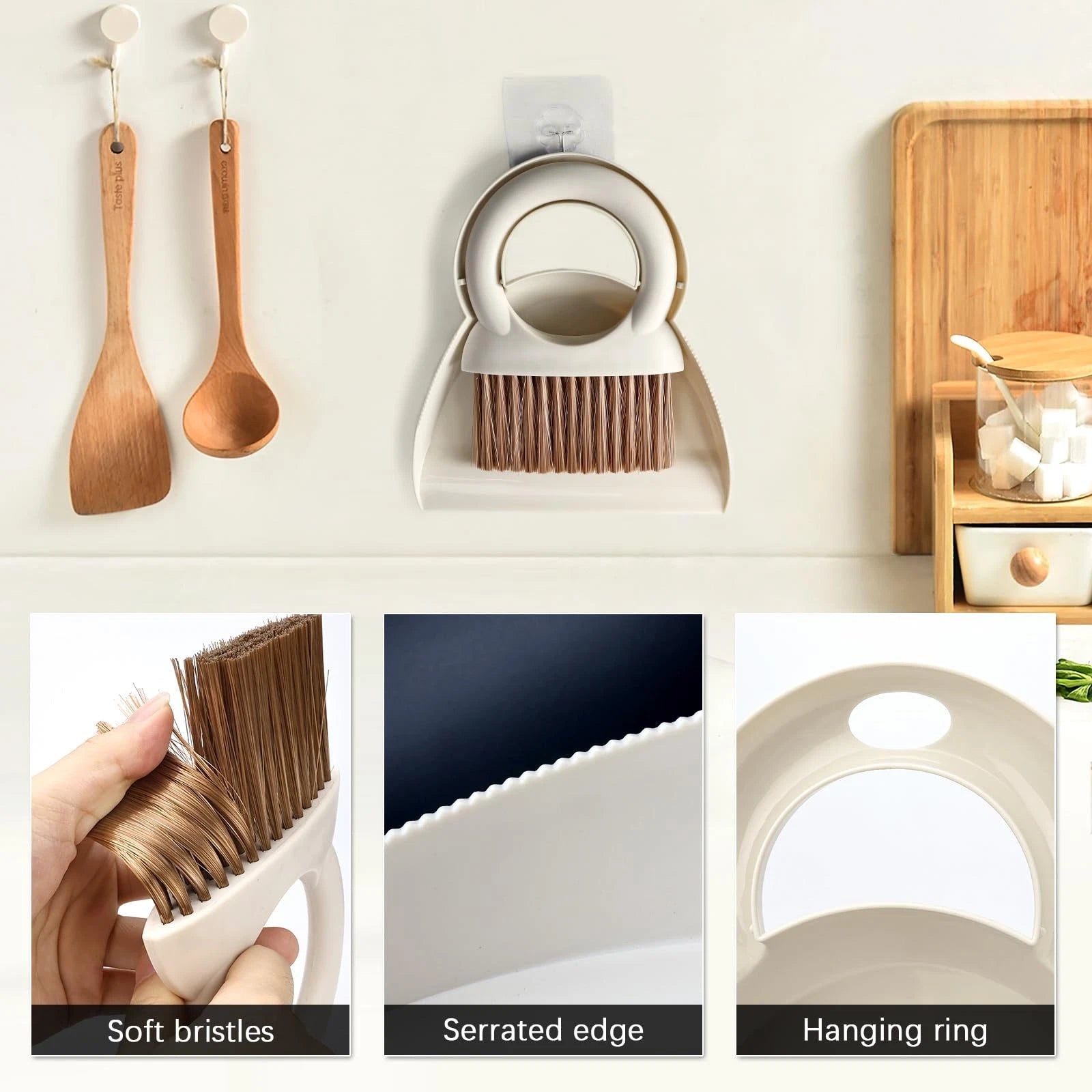 Mini Hand Broom and Dustpan Set: Small Brush Pan for Cleaning Home, White