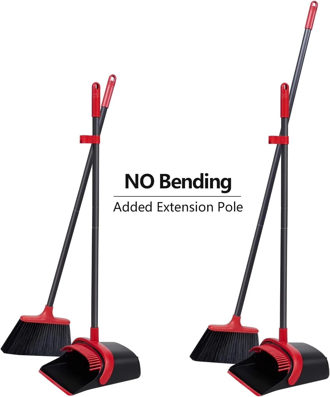 GOAT Broom and Dustpan Set for Home, Upgrade 52" Long Handle with Stand Up Dustp