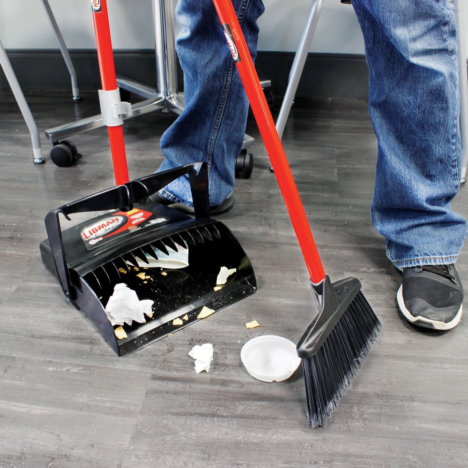 Libman Lobby Broom & Dust Pan Set, 36in. Handles, Model# 919