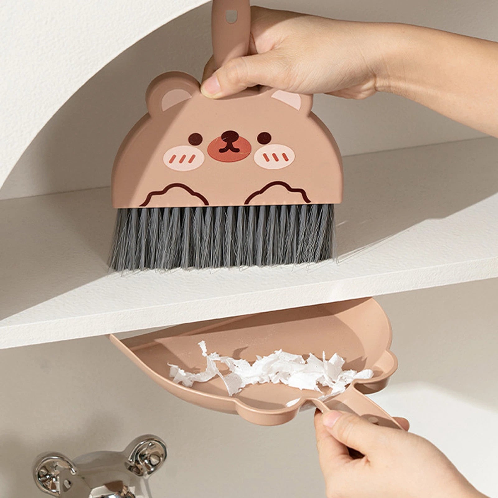 Dustpan and Brush Set Cartoon Mini Portable Cleaning Broom with Dust Pan