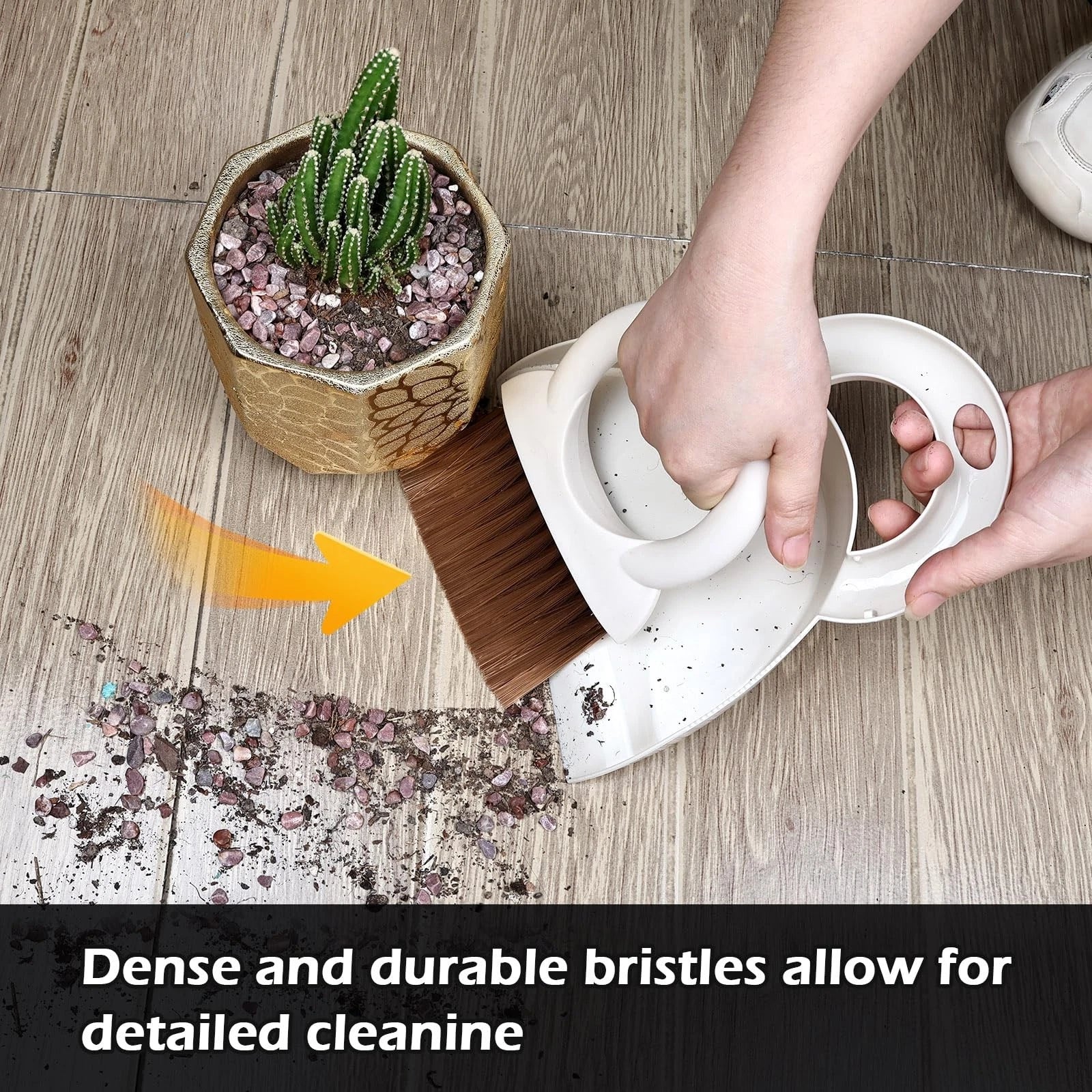 Mini Hand Broom and Dustpan Set: Small Brush Pan for Cleaning Home, White