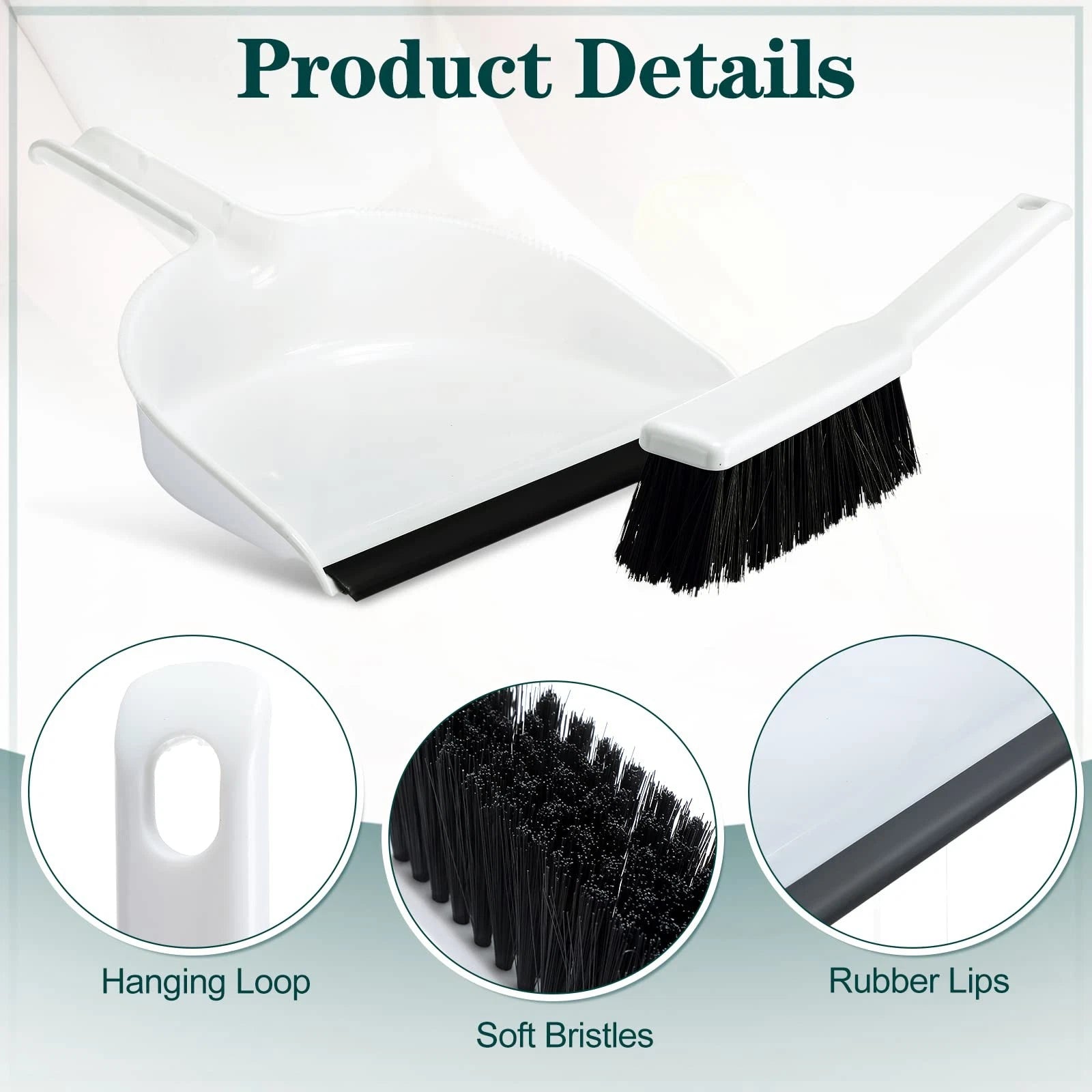 Zubebe 12 Pcs Mini Dustpan and Brush Set Small Broom Mainly White