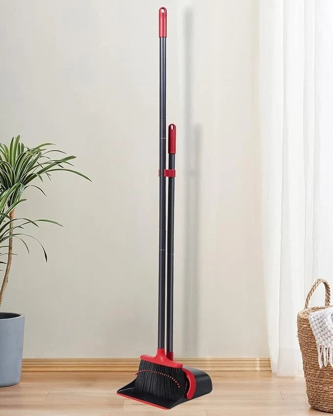 GOAT Broom and Dustpan Set for Home, Upgrade 52" Long Handle with Stand Up Dustp