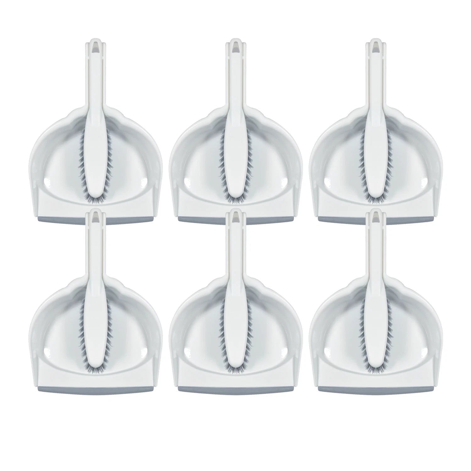 LOLA Clip-On Dust Pan & Brush Set with Dust Catching Rubber Lip - 6 Sets
