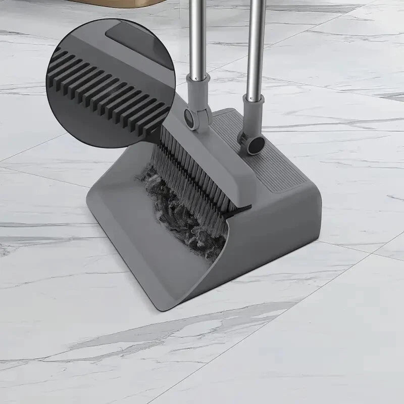 Combo 3-In-1 Broom and Dustpan Set Lightweight Upright Lobby Broom and Dust Pan