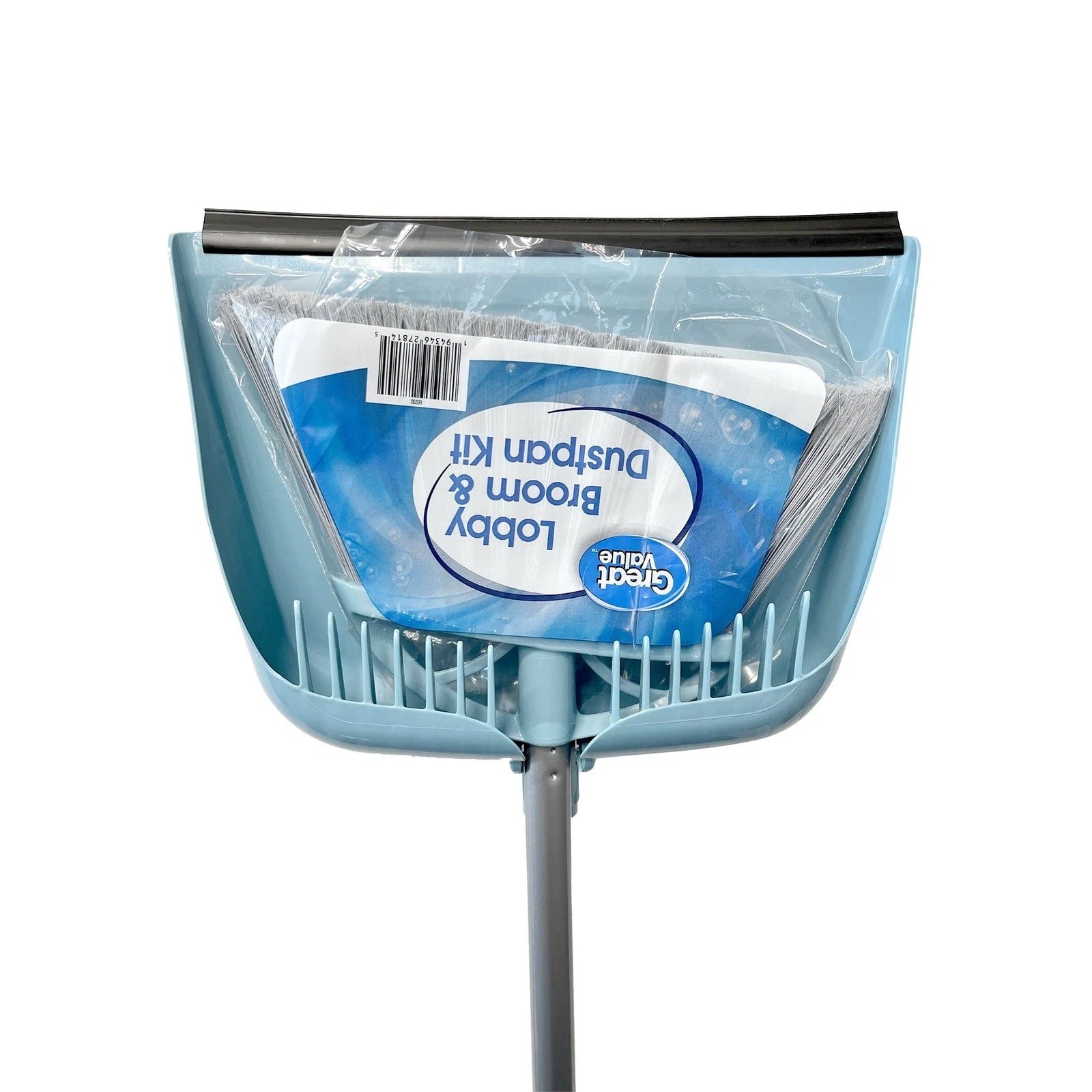 Great Value Lobby Broom and Dustpan Set, 2.75" x 11.81" x 41", Blue