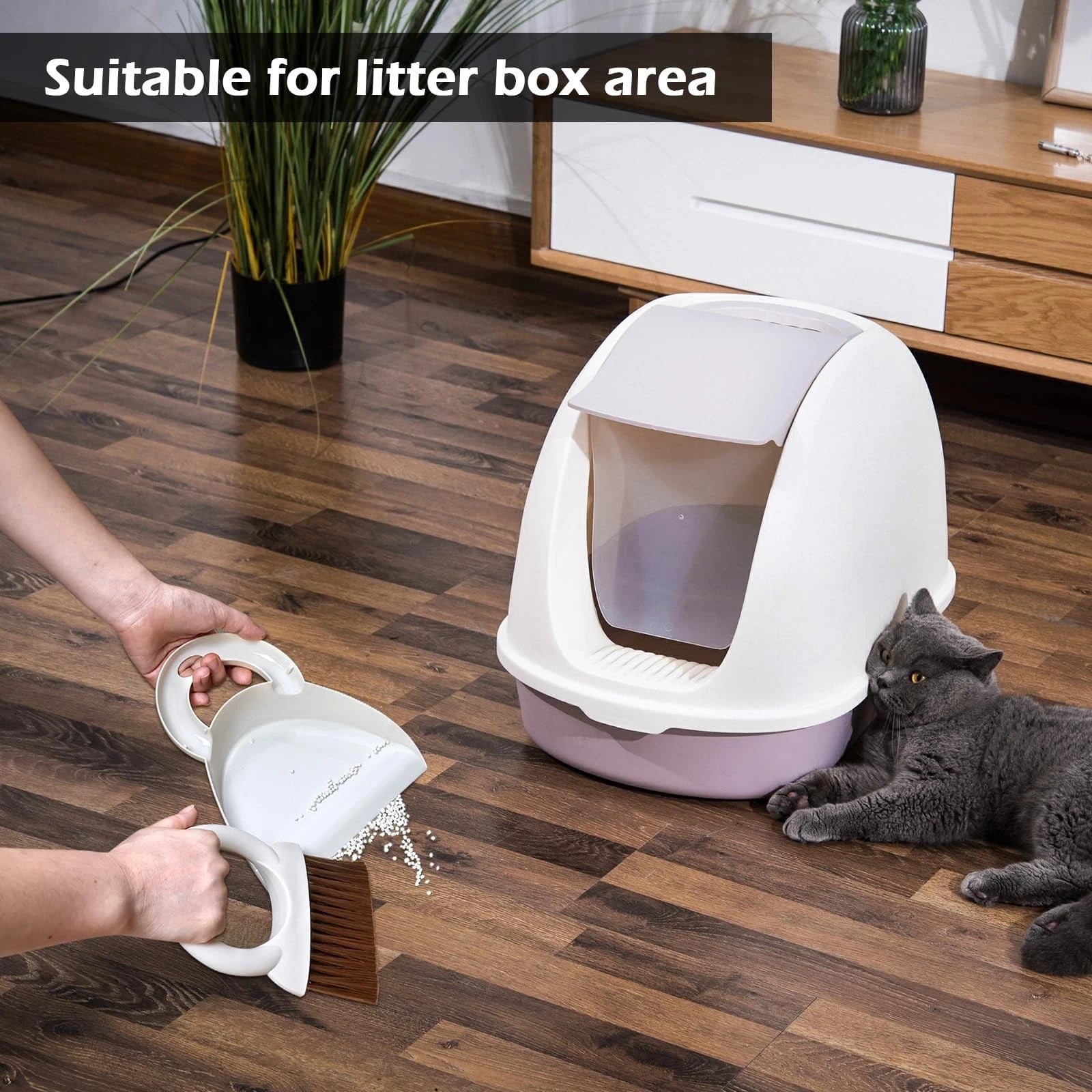 Mini Hand Broom and Dustpan Set: Small Brush Pan for Cleaning Home, White