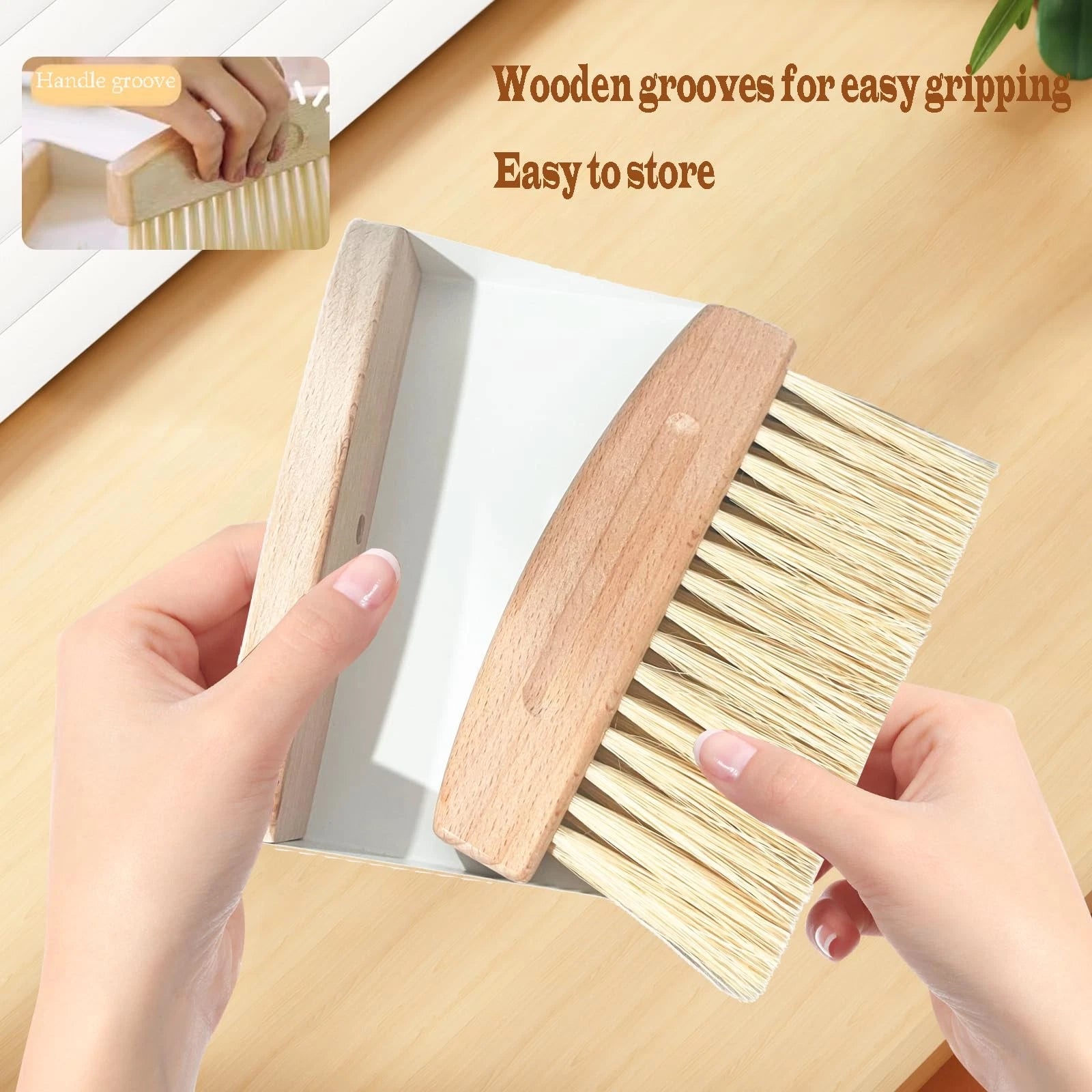 Mini Broom and Dustpan Set Small Metal and Brush Hand Whisk for Home Office
