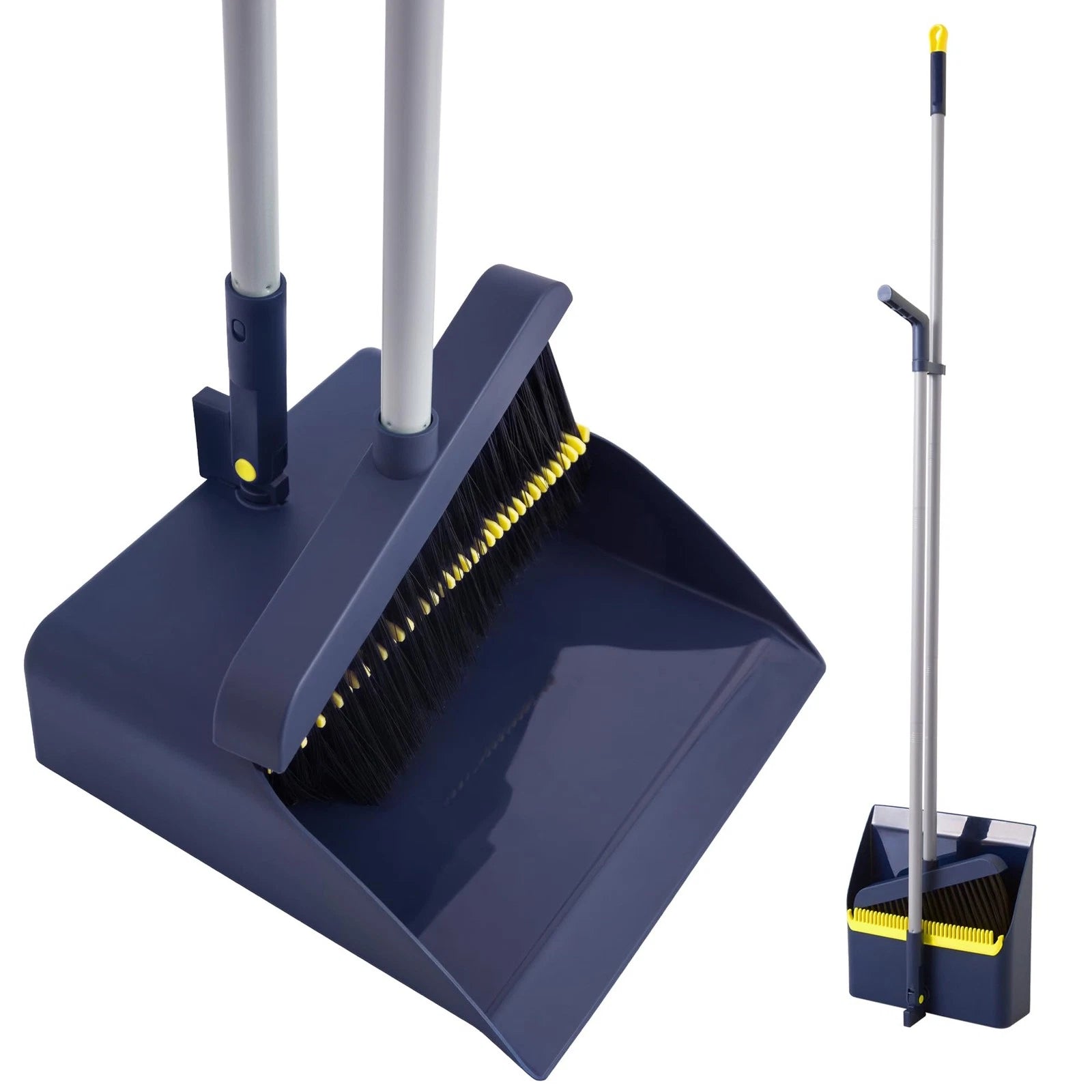 IVYROLL Broom and Dustpan Set, Long Handled Adjustable Dustpan and Brush with...