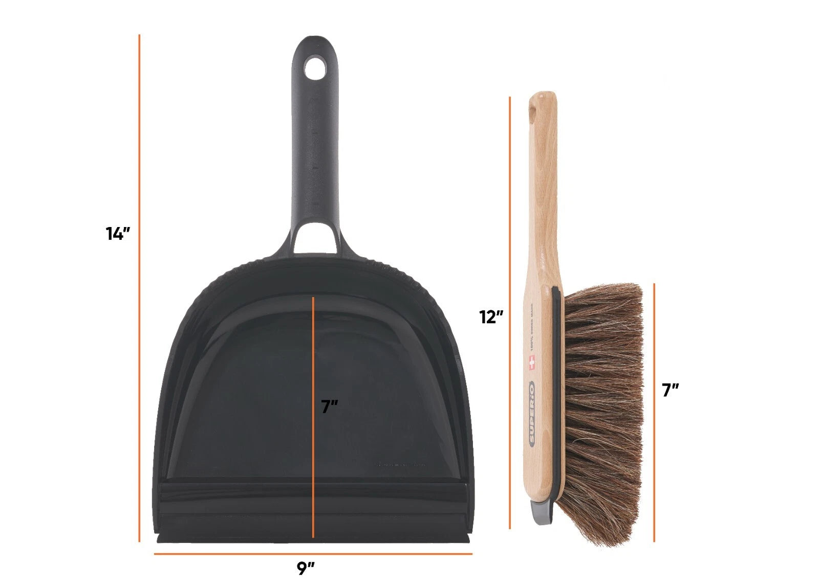 Horsehair Broom & Dustpan Combo, Hand Broom, Compact Hand Sweep Set