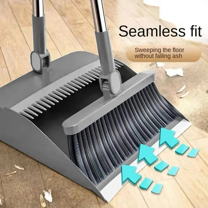 Foldable Long Handle Broom And Dustpan Set For Cleaning Home Kitchen Floor Sweep
