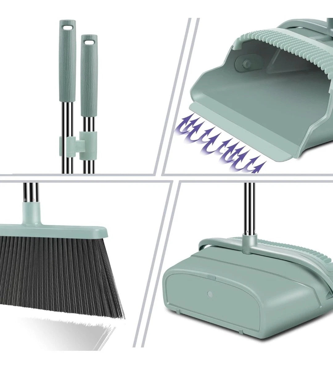 kelamayi Upgrade Broom and Dustpan Set, Large Size and with Long Handle,...
