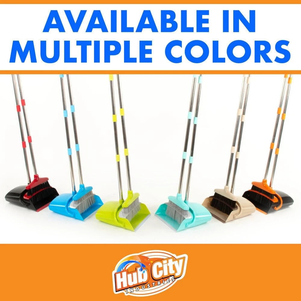 Hub City Industry Heavy Duty Broom and Dustpan Combo Set with Commercial Long...