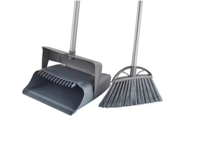 HDX 12" Lobby Broom & Dustpan Set Upright Swivel Standing Indoor Outdoor