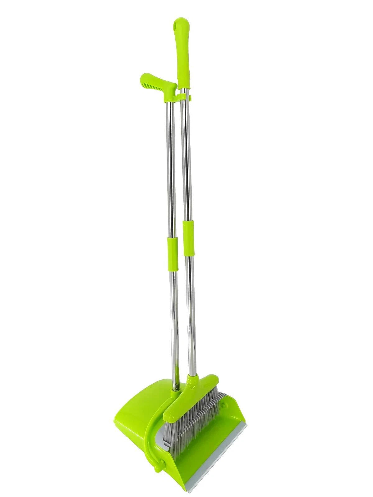 Extendable Long Handle Broom and Dustpan Set Stainless Lightweight Upright St...