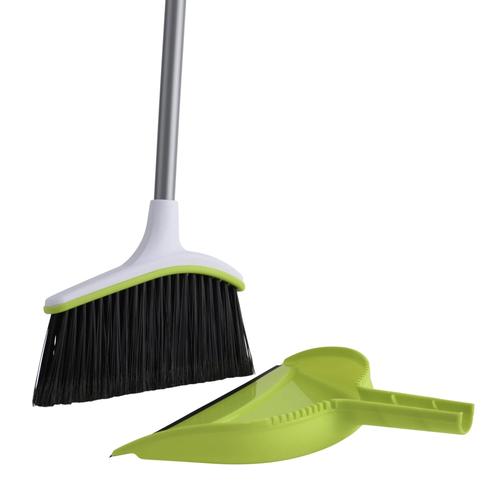 Casabella Basics Angled Set, Silver/Green, Broom with Dustpan