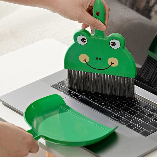 Dustpan and Brush Set Cartoon Mini Portable Cleaning Broom with Dust Pan