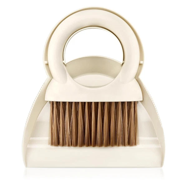 Mini Hand Broom and Dustpan Set: Small Brush Pan for Cleaning Home, White