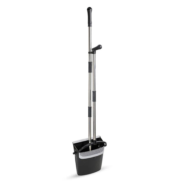 Foldable Broom and Dustpan Sweep Clean Set Dust Pan Broom Upright  w/ Lid Combo