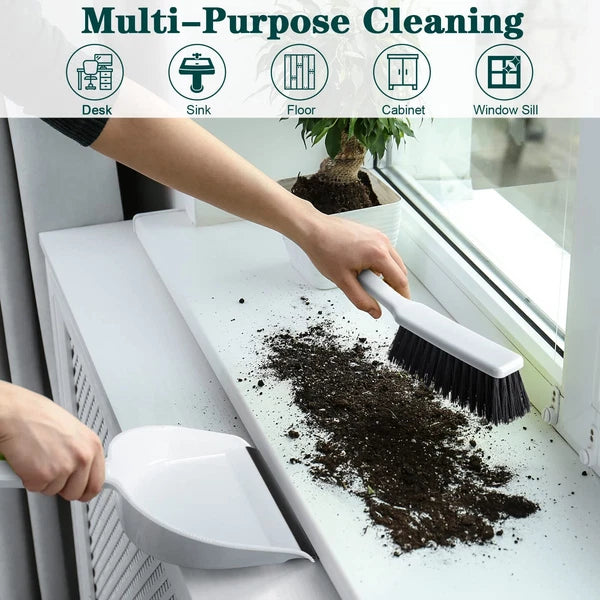 Zubebe 12 Pcs Mini Dustpan and Brush Set Small Broom Mainly White