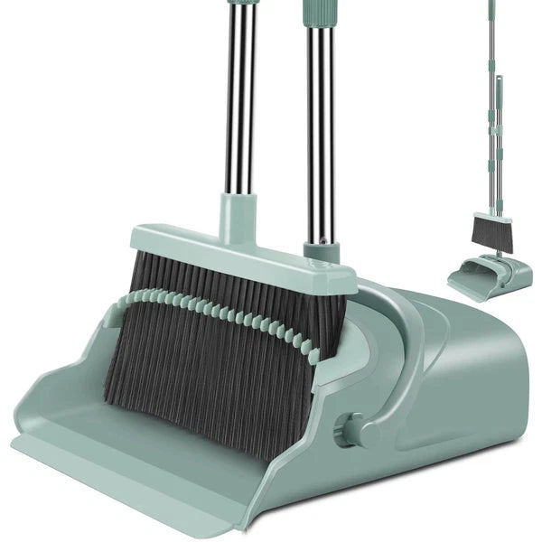 kelamayi Upgrade Broom and Dustpan Set, Self-Cleaning with Dustpan Teeth for Dog
