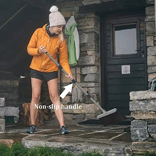 kelamayi Upgrade Broom and Dustpan Set, Self-Cleaning with Dustpan Teeth for Dog