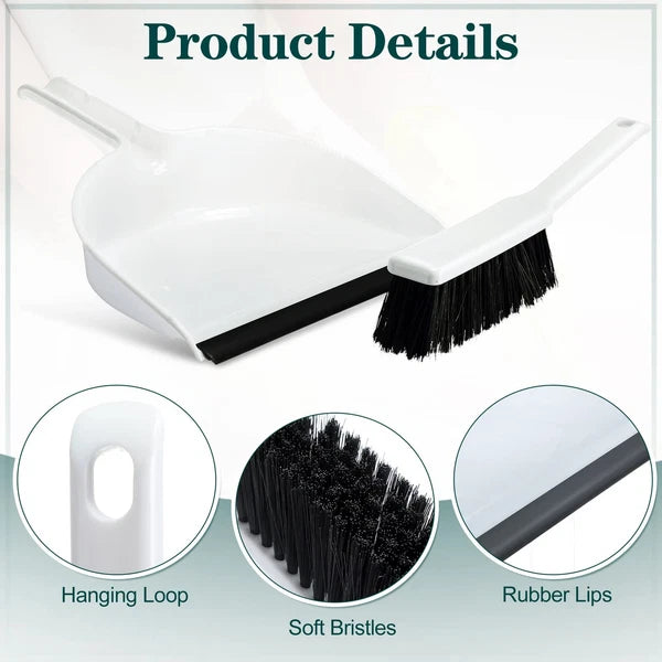 Zubebe 12 Pcs Mini Dustpan and Brush Set Small Broom Mainly White