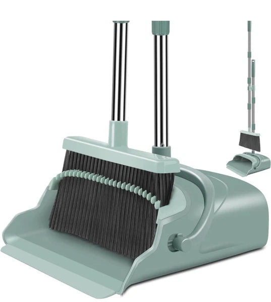 kelamayi Upgrade Broom and Dustpan Set, Large Size and with Long Handle,...