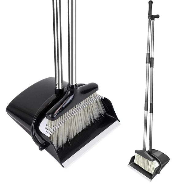 Upright Broom Dustpan Combo Sweep Set with 50" Extended Adjustable Handle Large
