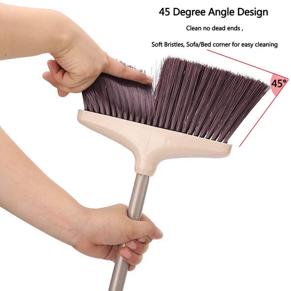Upright Broom Dustpan Combo Sweep Set with 50" Extended Adjustable Handle Large